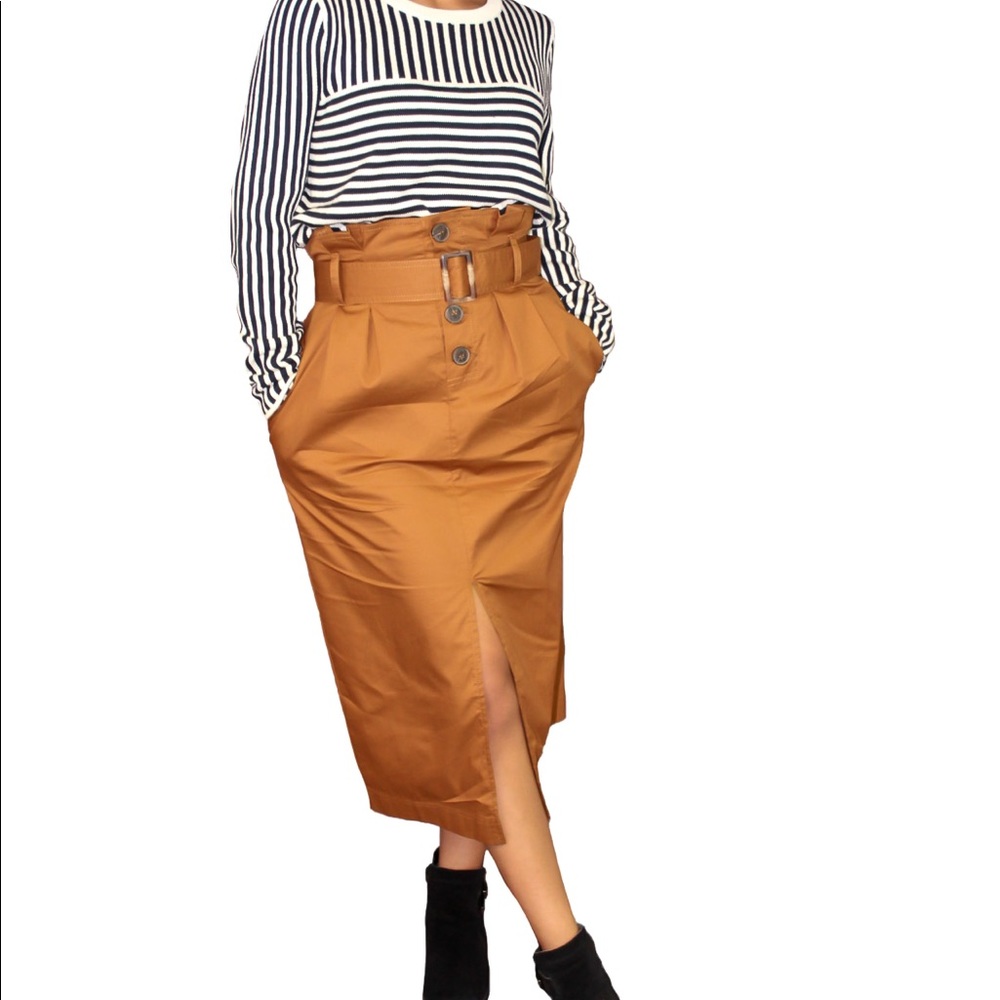 Paper-bag Long Pencil Skirt